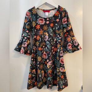 Girls Botanical Bell Sleeved Dress Size 6